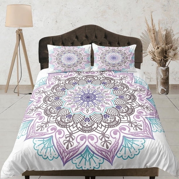 Mandala Juego de Funda Nórdica Ropa de Cama Boho, Ropa de Cama y Funda de Almohada Hippie, Individual