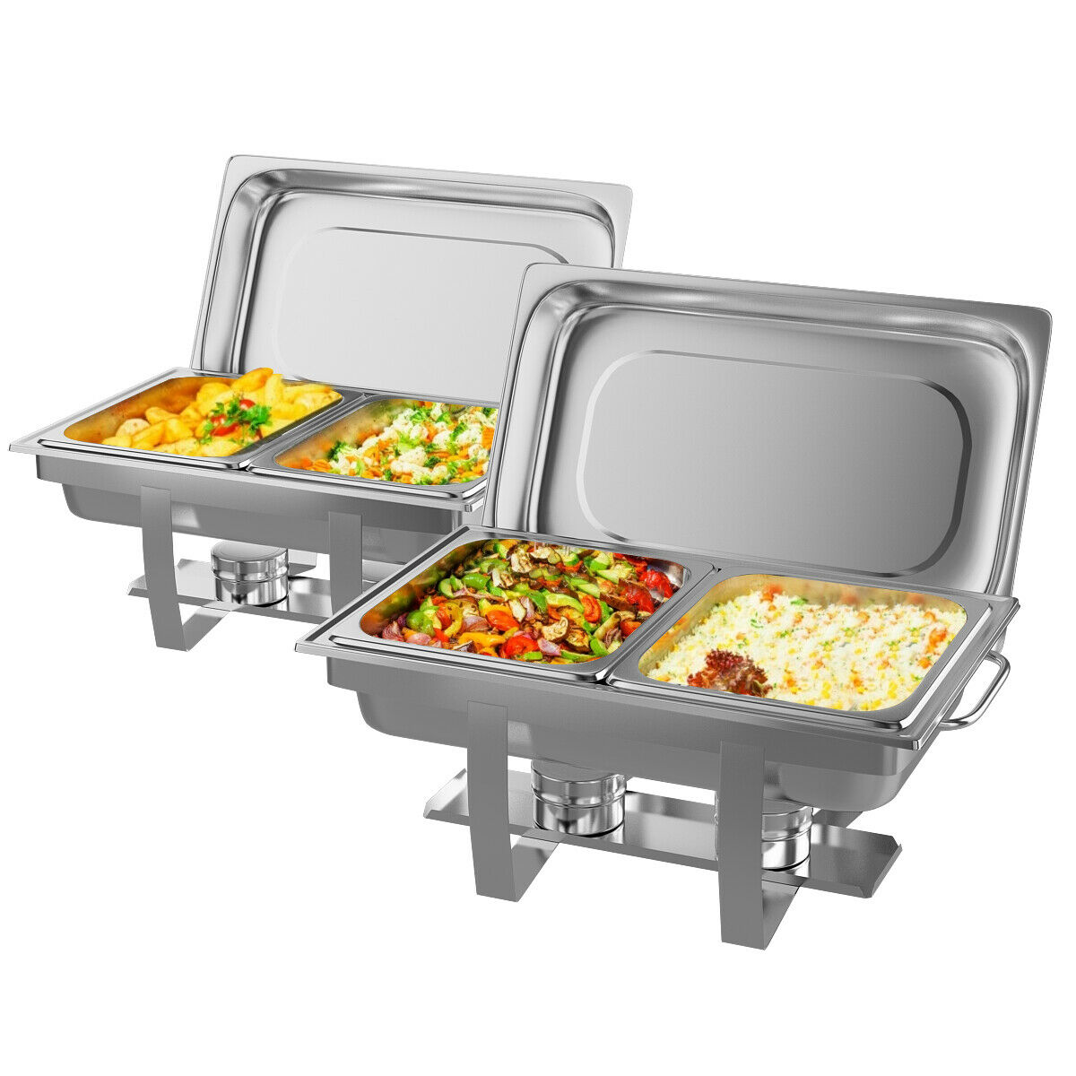 2 Packs Full Size Chafing Dish 9 Quart Stainless Steel Rectangular