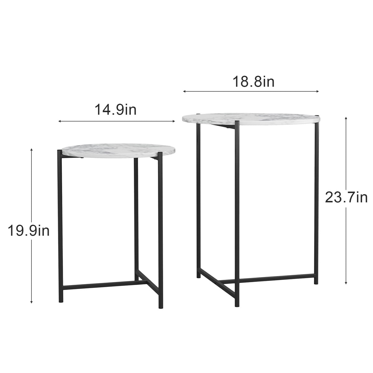 Lowestbest 2PCS Modern Metal Frame Coffee Table, Nesting Side Table for Living Room, Bedroom, Black Lowestbest 2PCS Modern Metal Frame Coffee Table, Nesting Side Table for Living Room, Bedroom, Black