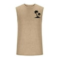 thumbnail image 3 of Hinvhai Mens Tank Tops Casual Summer Beach Vacation Hawaiian Graphic Muscle Gym Palm Tree Sleeveless Tee Shirts Khaki 4(S), 3 of 4