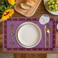 thumbnail image 4 of Purple Boho Placemats Set of 6, Country Abstract Geometric Ethnic Aesthetic Placemats for Dining Table, Place Mats for Kitchen Tabletop, Waterproof Wipeable Dining Table Mats Set, 4 of 9