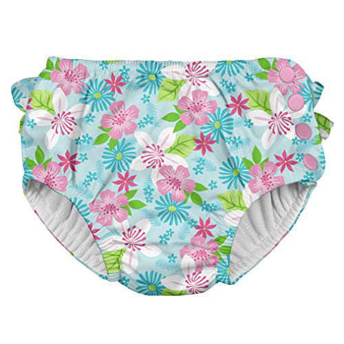 i play by green sprouts Girls Snap Reusable Absorbent Swimsuit Diaper