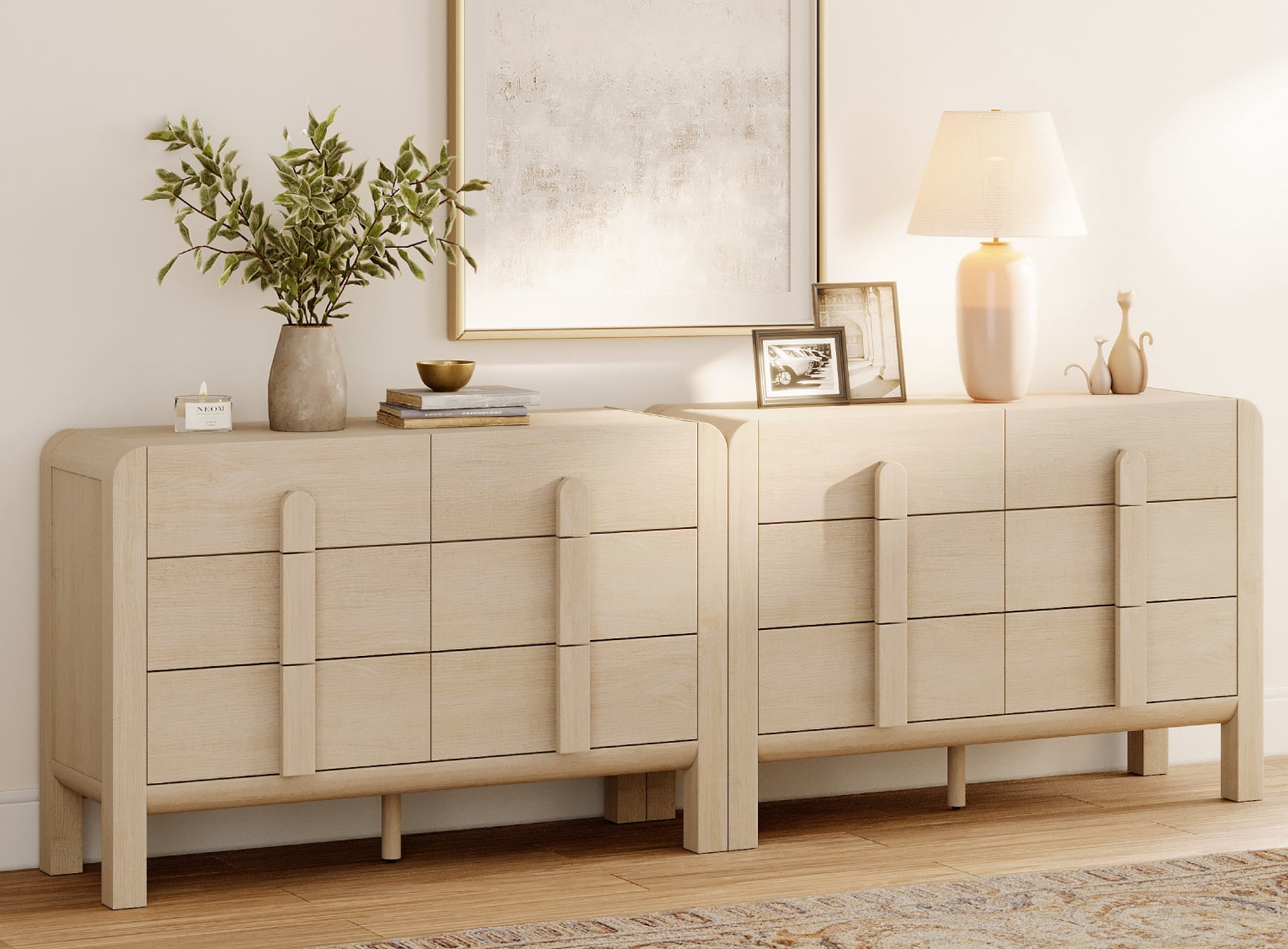Modern Dresser TV Stand for TVs up to 100 Inch, Cruved Entertainment Center, Wood TV Console with Storage for Living Room