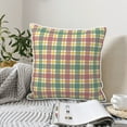 thumbnail image 2 of Velvet Decorative Throw Pillow Covers Set of 2, Soft Square Cushion Cover with Invisible Zipper Retro Red Green Plaid Check Printing, 18"x18", 2 of 7