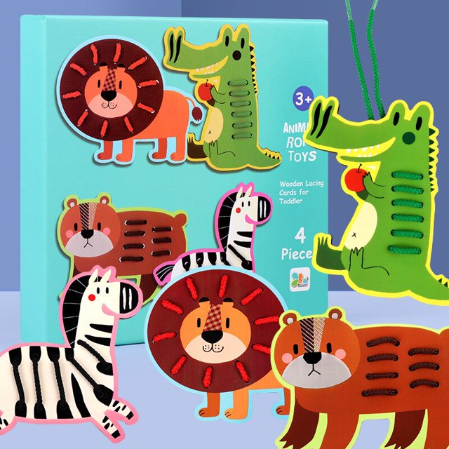 Large Fruit Animal Threading Board Children's Puzzle Toys Early Childhood Education Toy Kids Wooden Table Toy Game Gifts heqiyong LED