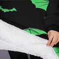 thumbnail image 3 of Oversized Wearable Blanket Hoodie,Black Halloween Bats with Green Sherpa Blanket Hoodie with Super Pockets,Super Warm Fuzzy Pullover for Women & Men, 3 of 6