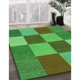 thumbnail image 3 of Ahgly Tapis d'Intérieur Lavable en Machine Carré Transitionnel Vert Néon, 8 Pieds Carré, 3 of 7
