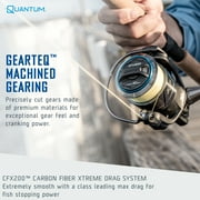 Quantum Benchmark Spinning Fishing Reel, Size 8000 Reel, 5+1 Bearings, 4.7:1 Gear Ratio, Aluminum Frame, SEALOQ 6 Protection, GEARTEQ Machined Gears, CFX200 Carbon Fiber Xtreme Drag, Silver/Blue
