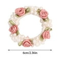 thumbnail image 5 of Women Girl Hair Accessories Headwear Headband High Elasticity Ponytail Holder Hair Tie Rubber Band Pearl Head Rope Pearl Rose Flower Hair Loop DARK PINK 2, 5 of 8
