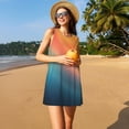 thumbnail image 3 of Fotbe yellow orange and teal Vestido de Verano sin Mangas para Mujer – Vestido Midi Línea A, Estilo Camiseta Floral, Vestido Playero Casual y Fluido, 3 of 7
