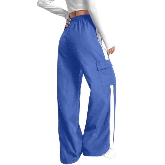 Kids Cargo Pants Kids Casual Baggy Cargo Pants Elastic Waist Blue Cargo with Pocket Girl Pants Size 9-10 years