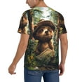 thumbnail image 2 of Zufioo Jungle Hat Bear Print Men's Baseball Short Sleeve, Moisture Wicking Button-Down Hip Hop Tee-Large, 2 of 7