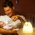 thumbnail image 3 of Luz nocturna de gato para niños, bonita lámpara de noche para guardería, luces táctiles de silicona para gatos portátiles con USB recargable, 3 of 5