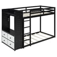 thumbnail image 6 of Newest Twin over Twin Bunk Bed with 4 Drawers & Wardrobe, Modern Wood Frame with Light Strip and Pegboards, Black, 6 of 13