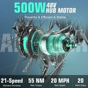 ANCHEER Gladiator 500W 26 Electric Bike for Adults, Electric Mountain Bike with 2.1 Inch eMTB Tire, 48V 10.4Ah Battery, 3H Fast Charge, Shimano 21 Speed, Adults Electric Bicycle UL2849