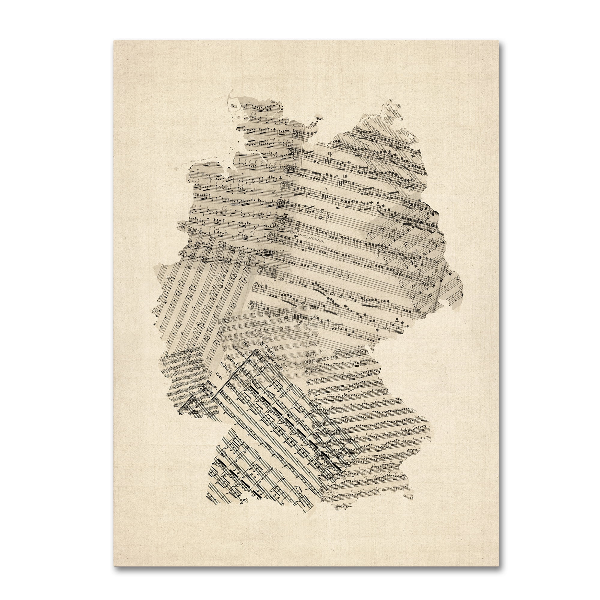 Trademark Fine Art "Old Sheet Music Map of Germany" Canvas Art by Michael Tompsett