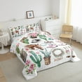 thumbnail image 4 of jejeloiu Western Cowgirl Boots Queen Comforter Set,Ruatic Flower Cactus Bedding Sets,Farm Horse Horseshoe Bedding Comforter Set For Child,Luxury Bedroom Decor Reversible,3-Piece, 4 of 7