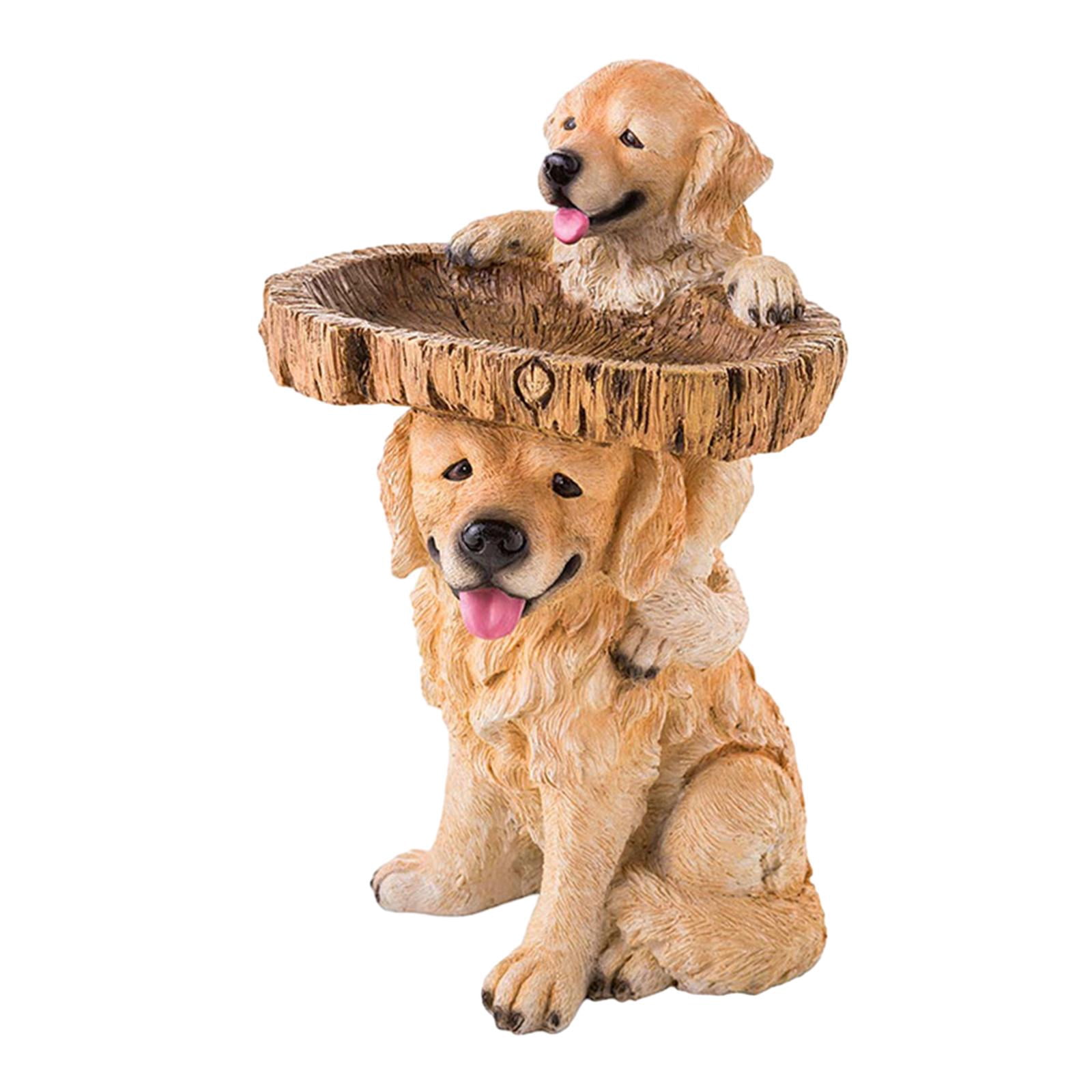 YWMJZEU Dog Figurine, Resin Feeder, Feeding Station, Landscaping Garden, Bird Bath Bowl,