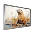 thumbnail image 2 of Designart "Minimalist Brown Beaver Depiction" Animals Beaver Picture Framed Canvas Art Print, 2 of 5