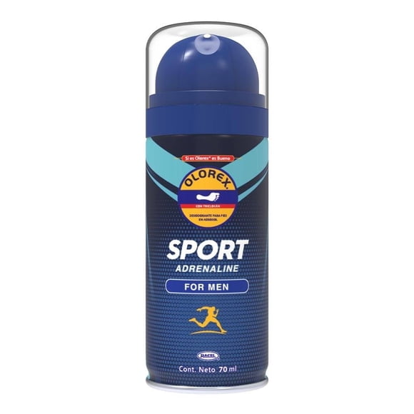 Desodorante para pies Olorex Sport Adrenaline For Men en aerosol con triclosán 70 ml