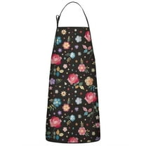 Pioneer Flower Floral Print Pattern Apron-Garden Aprons for Women with Pockets-Cotton Linen Waterproof Kitchen Cooking Gardening Aprons Adjustable for Kitchen,Cooking,BBQ and Salon 33x27 Inch