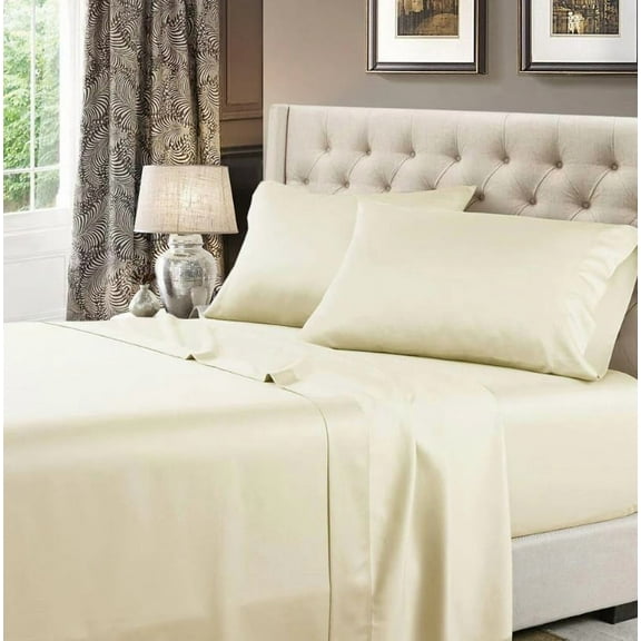 Sheetsnthings Made in USA- Texas King Sheet Set (80x98 Inch Bed) 608tc Soft Cotton Sateen Bed Sheets, Ivory