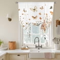 thumbnail image 3 of Watercolor Flower Tie Up Curtain 63 Inches Long, Rustic Butterfly Plant Balloon Style Kitchen Window Curtain Over Sink, Small Window Rod Pocket Curtain 46"x63", 3 of 9