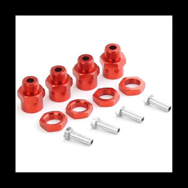 4 Piezas de Adaptador Hexagonal de Metal de 12 mm a 17 mm Adaptador de Cubos Hexagonales de Rueda Tuercas de ConversióN de ExtensióN para Coche RC 1/10, Rojo