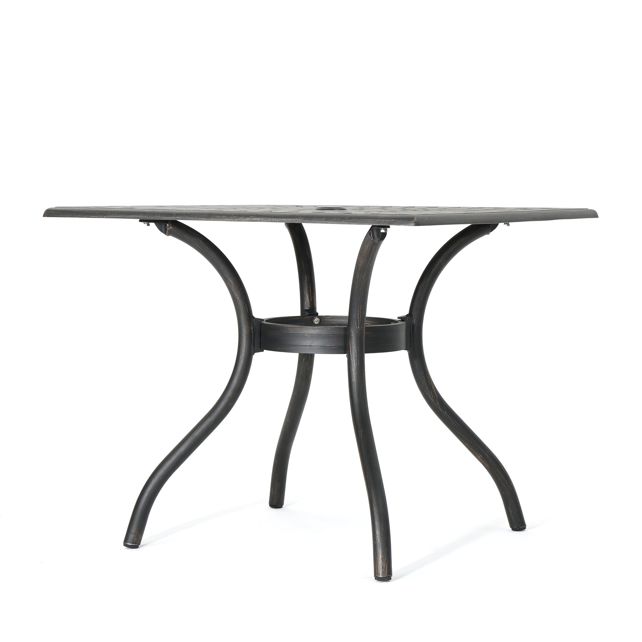 Atlanta Outdoor Cast Aluminum Square Dining Table, Shiny Copper Finish