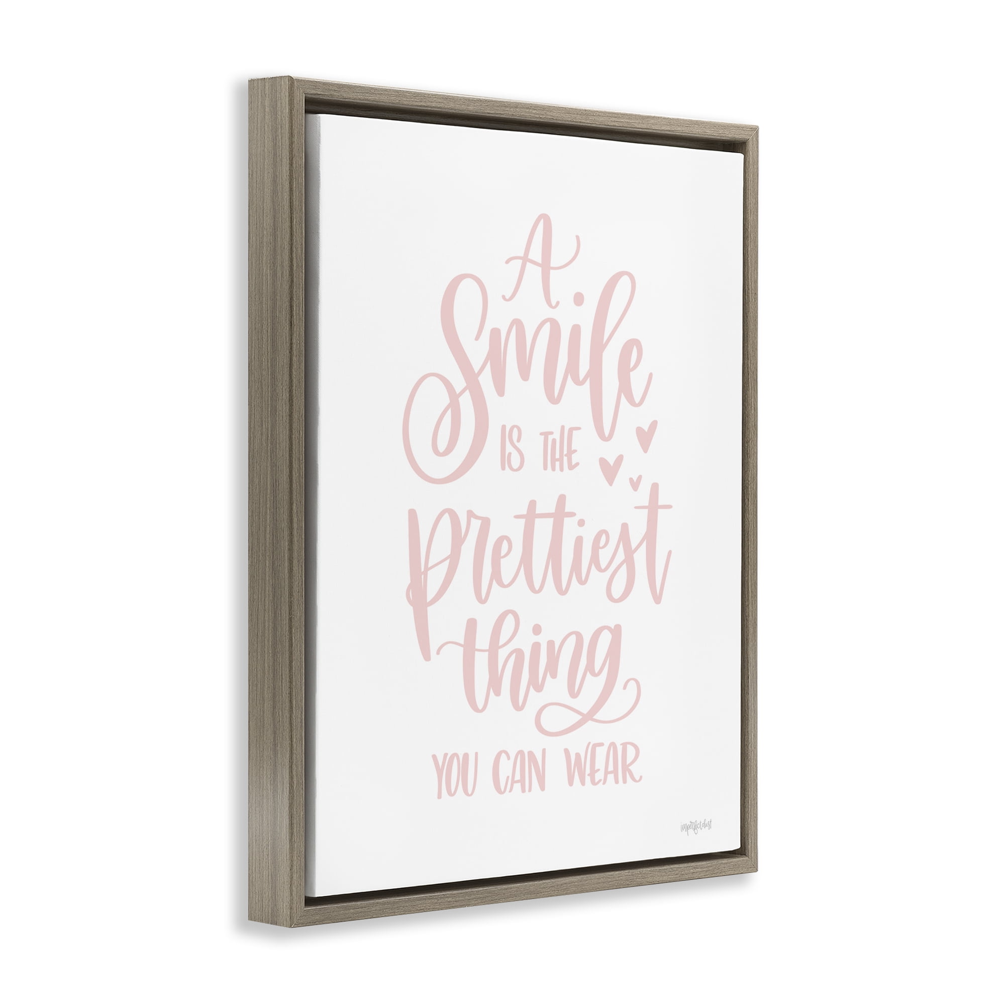 Stupell Industries Smile is Prettiest Thing Typography Painting Brown Floater Framed Art Print Wall Art, 25 x 31