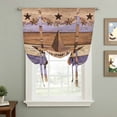 thumbnail image 2 of Western Texas Star Vintage Balloon Curtains 63 Inch Length for Living Room/Bedroom, Retro Farmhouse Purple Brown Wooden Rod Pocket Privacy Door Curtains Decorative Tie Up Shade for Window 52"x63", 2 of 8