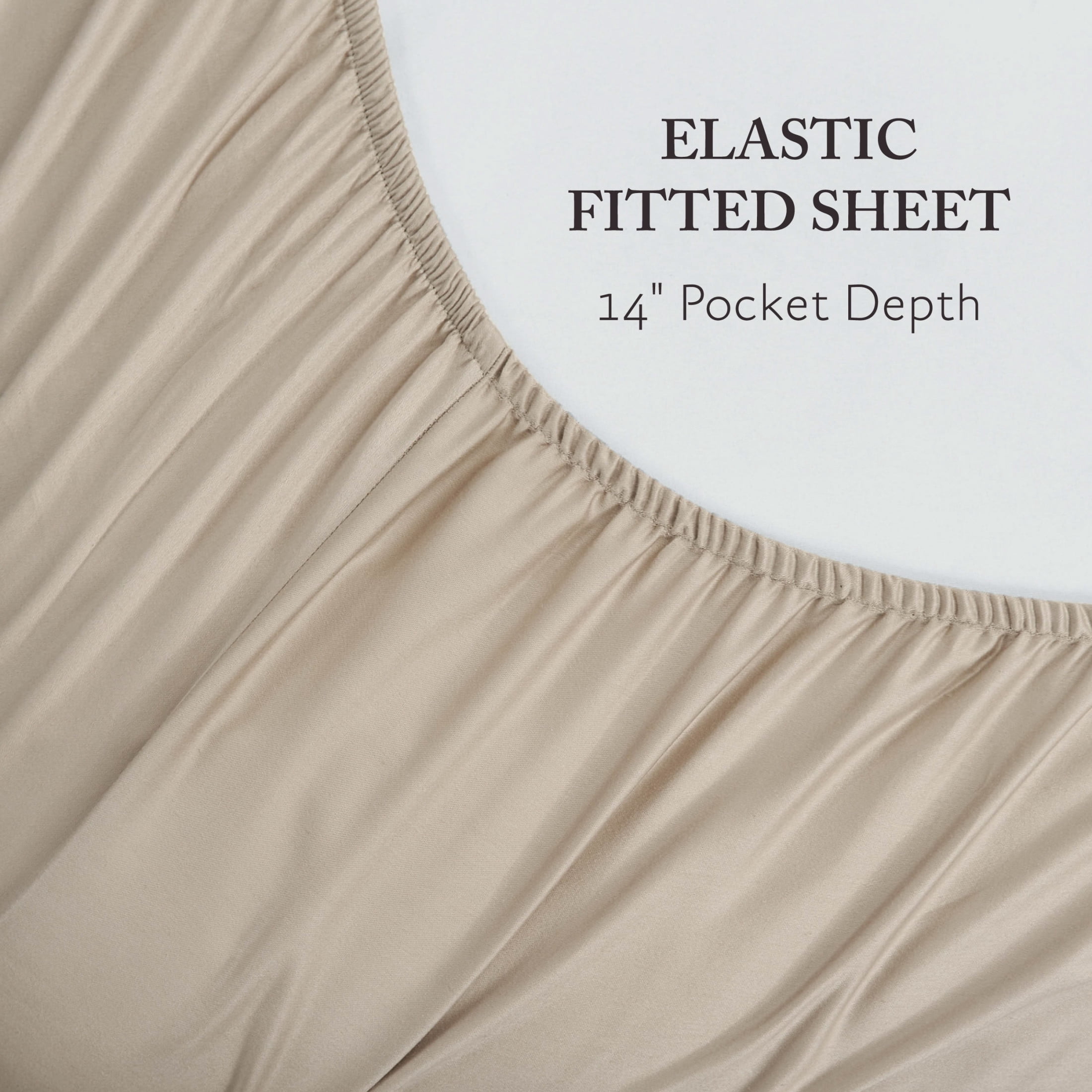 Jessica Simpson Blissful Dreams 4-Piece 100% Sateen Cotton Sheet Sets, Full, Linen Brown