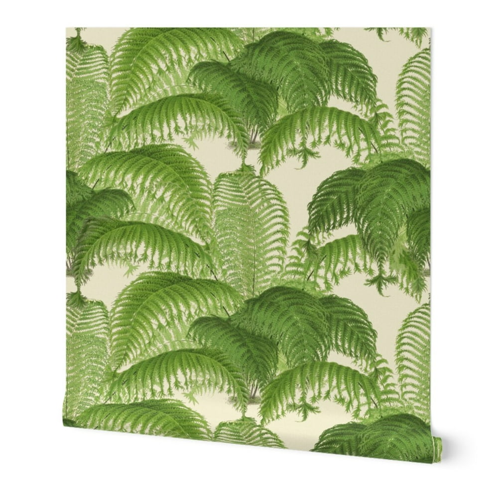 Wallpaper Roll Ferns Nature Green Botanical Classic Plants 24in x 27ft ...
