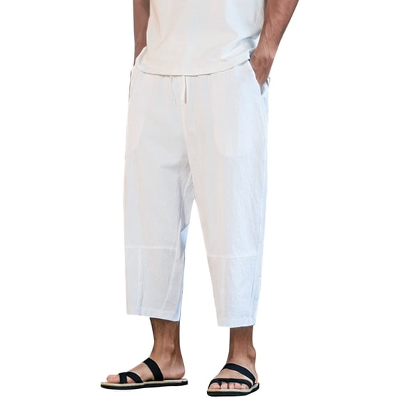 uikmnh Mens Shorts Men's Pure Rope Loose Breathable Shorts Summer Beach and Sports Size:XL