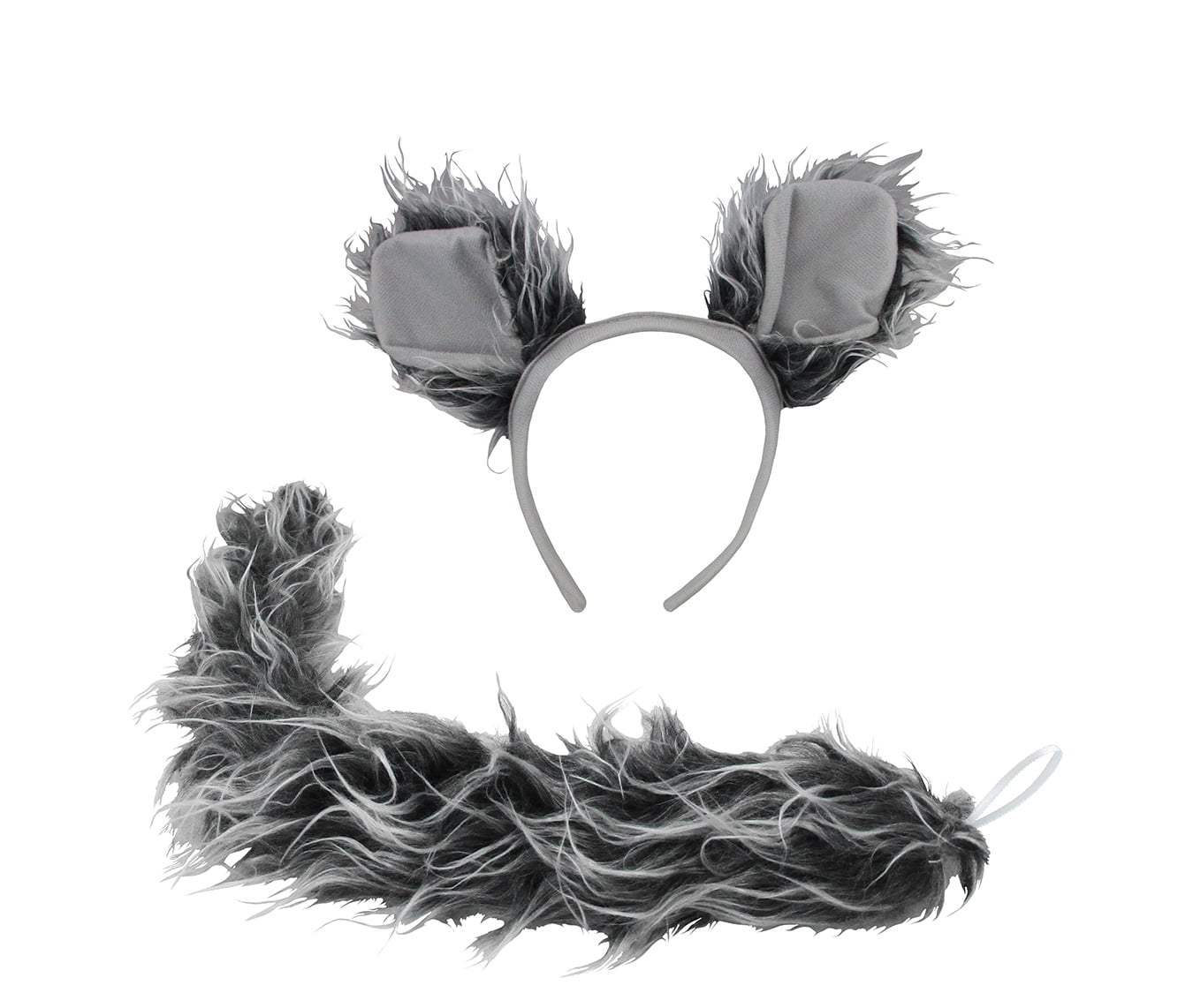 Wolf Ears Headband and Tail Costume Kit, Gray, One Size