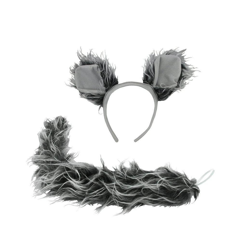 Wolf Ears Headband and Tail Costume Kit, Gray, One Size