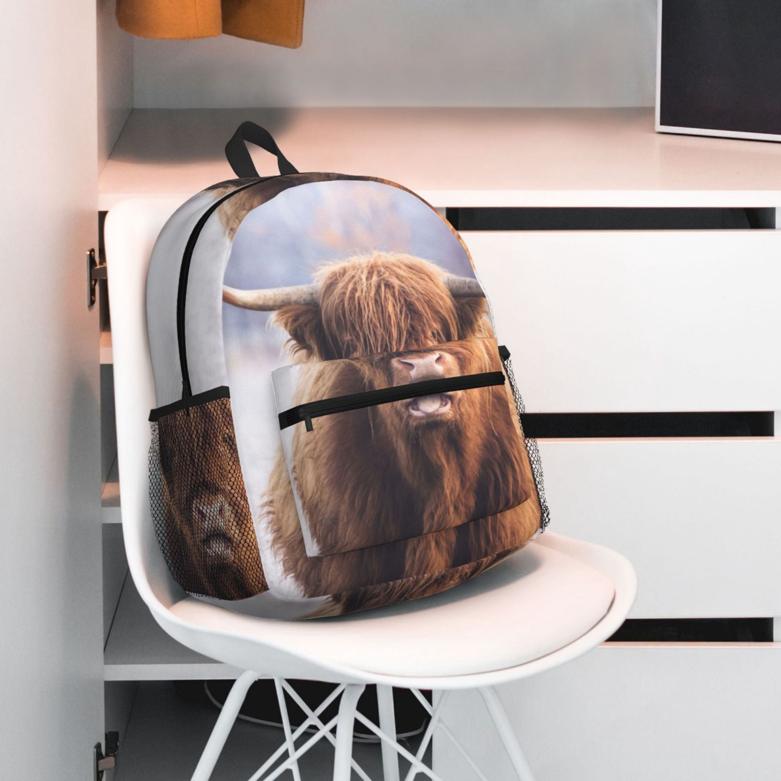 Ratiio Cow Print Casual Backpack for Men and Women, Water Resistant Oxford Fabric School Bag Lightweight Travel Daypack