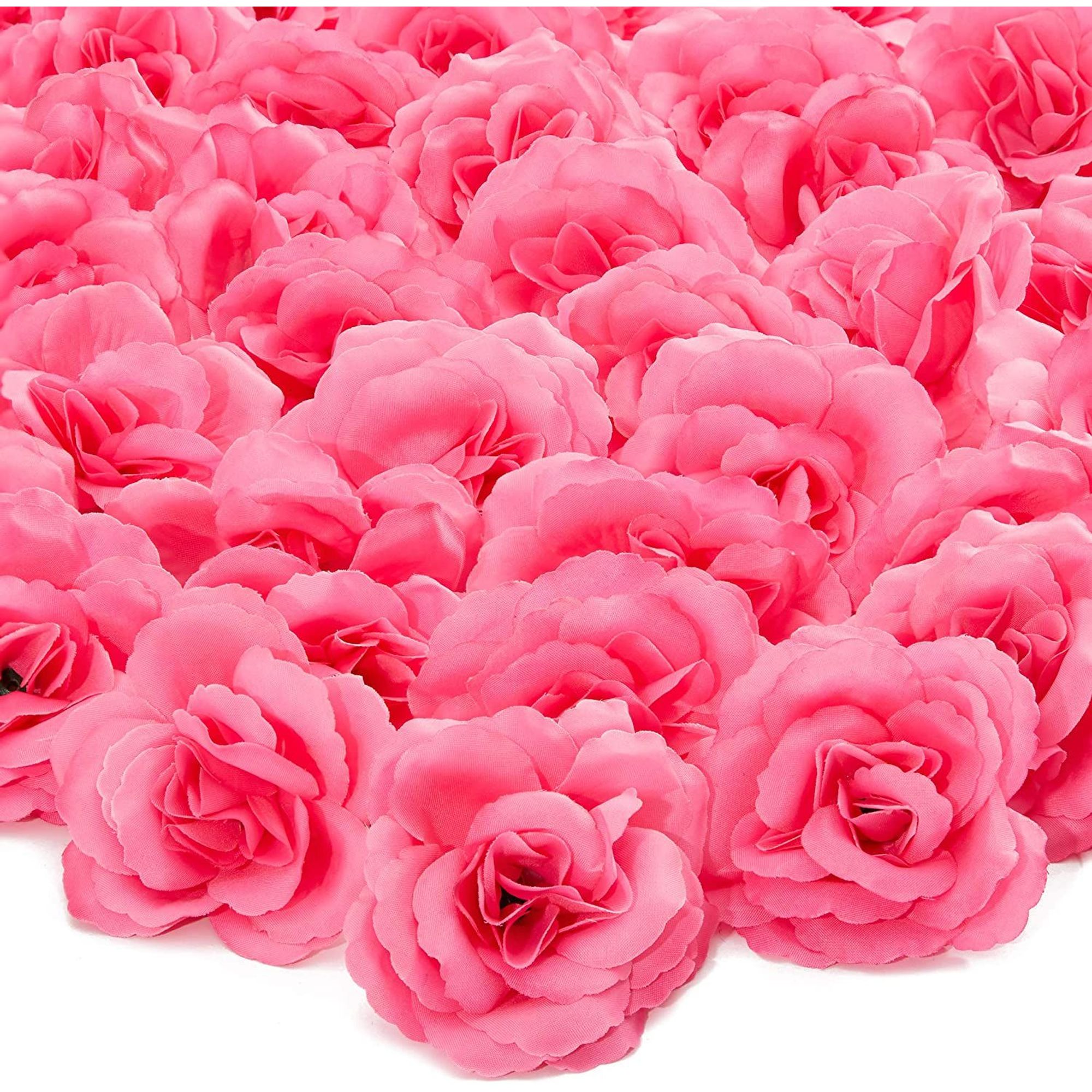 50 Pack Artificial Fake Silk Rose Flower Heads for Wedding Decoration