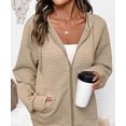 thumbnail image 4 of NJWS Womens Zip Up Hoodie Oversized Sweatshirt Drawstring Waffle Hooded Jackets Casual Daily Outfits With Pockets, 4 of 6