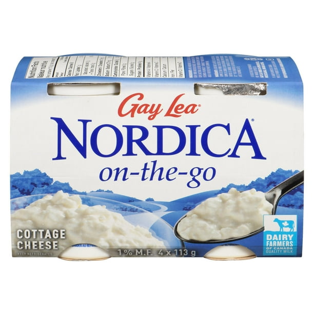 Nordica onthego Single Serve Plain 1 M.F. Cottage Cheese, 4 x 113 g