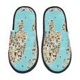 thumbnail image 1 of Fotbe World Travel Line Icons Map Pantuflas Peludas para Mujer con Estampado, Zapatillas de Peluche, Zapatos de Invierno para Casa, Uso Interior y Exterior-Large, 1 of 8