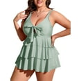 thumbnail image 4 of DUVOWE Plus Size Tankini Bathing Suit for Women, 2 Piece Tummy Control Swimsuits, Knotted Front Ruffle High Waisted Swimwear Tankini Top, 4 of 9