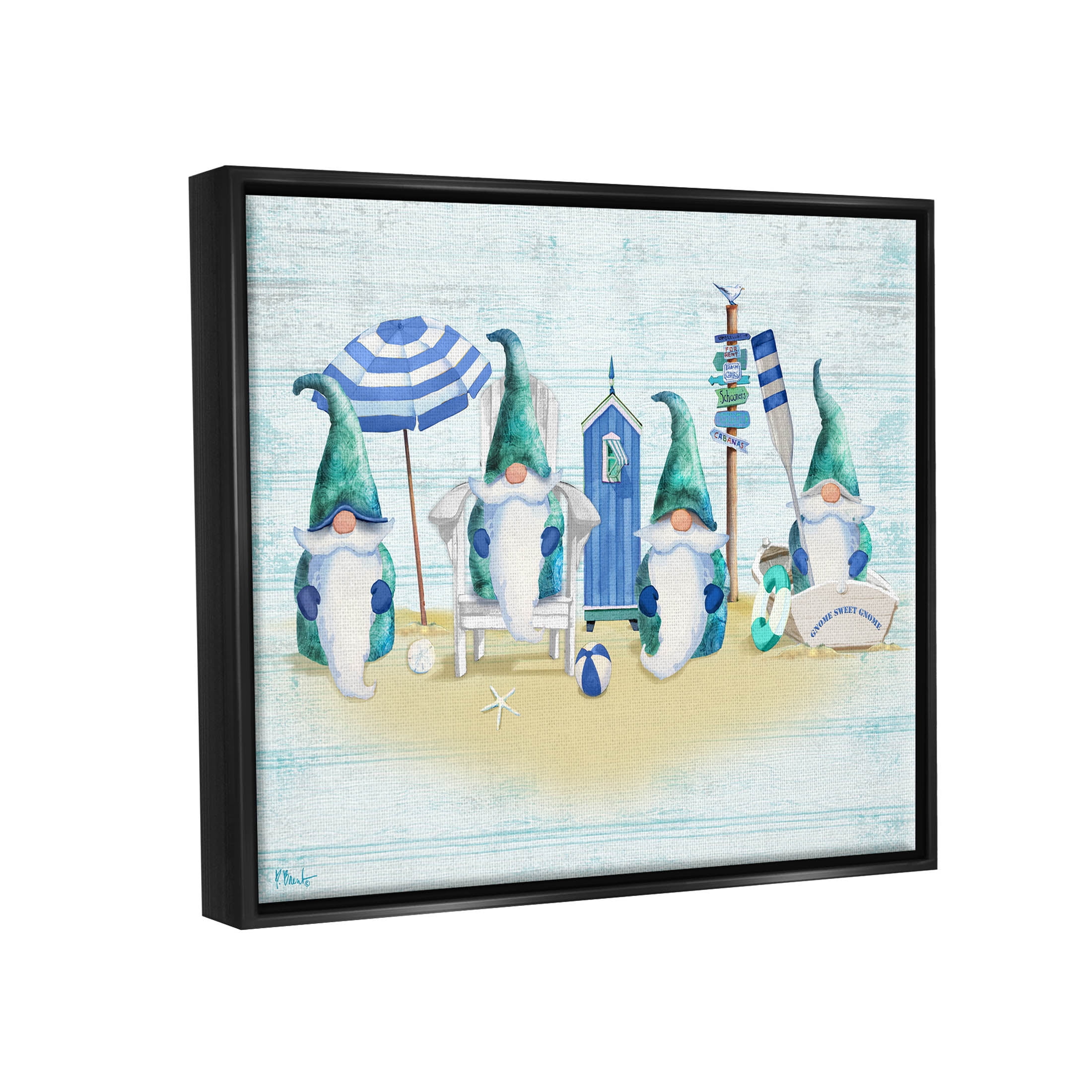 Gnome Family Nautical Scene Fairy Tales & Fantasy Graphic Art Jet Black Framed Art Print Wall Art
