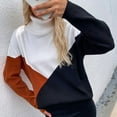 thumbnail image 6 of Qetyuw Womens Color Block Turtleneck Sweater Chunky Knit Long Sleeve Pullover Jumper Loose Fit Casual Sweaters, 6 of 6