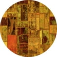 thumbnail image 1 of Ahgly Company Indoor Round Patchwork Yellow Transitional Area Rugs, 3' Round, 1 of 4