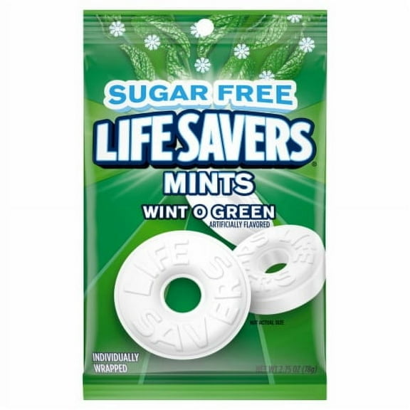 LIFE SAVERS Wint O Green Sugarfree Mints Candy Bag - 2.75 oz