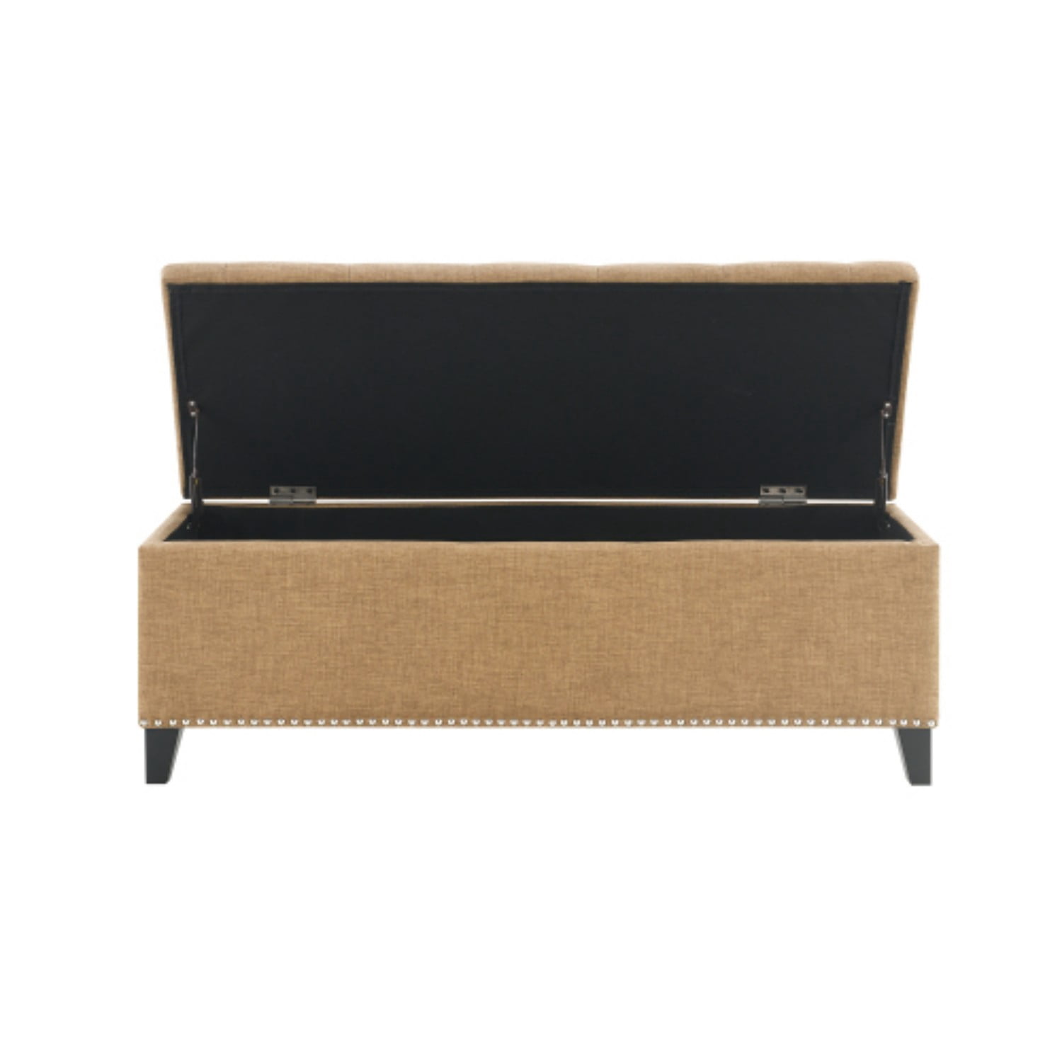 47.5" Storage Ottoman Bench with Safety Hinge, Linen Tufted Storage Bench for Bedroom, Entryway, Living Room, End of Bed Bench, Brown