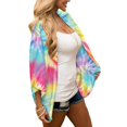 thumbnail image 4 of Trendfront Womens Tie Dye Kimono Cardigan Short Sleeve Open Front Lightweight Loose Fit Casual Summer Beach Vacation Layering Cover Up, 4 of 9