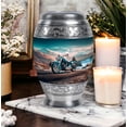 thumbnail image 6 of Bike Funeral Urns For Human Ashes Adult Man, Mountain Decorative Urn For Adult Male And Female - 1 Large 10 Inch, Blue Cremation For Mother And Father- 3 Inch Small Set Of 4, 6 of 7