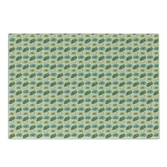 Philodendron Cutting Board, Exotic Pattern with Banana Fruits and Tropical Leaves, Decorative Tempered Glass Cutting and Serving Board, in 3 Sizes, by Ambesonne